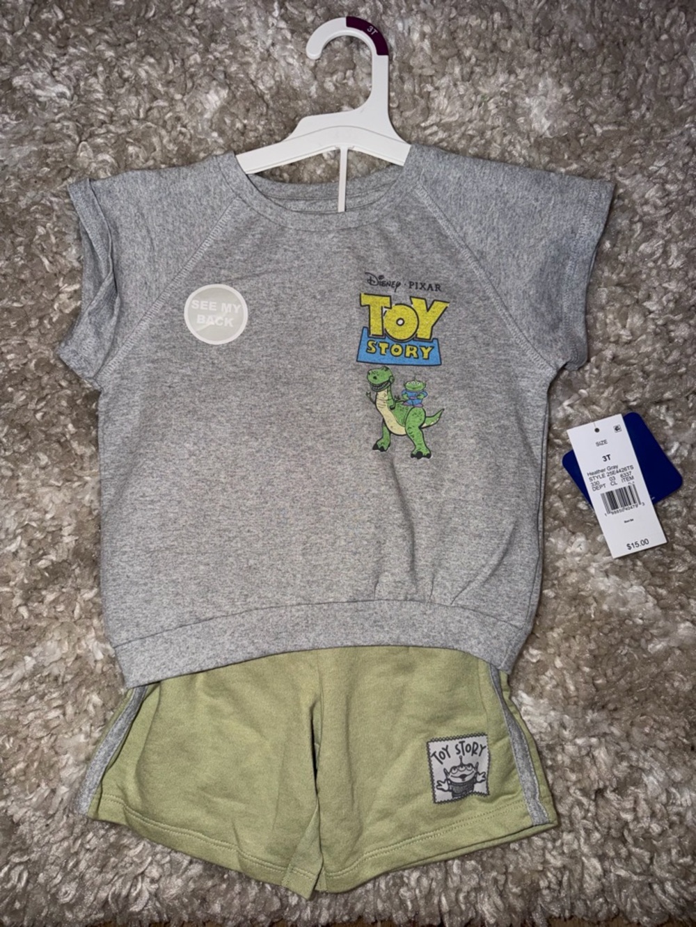 Toddler Boys' 2pc Disney Toy Story Short Sleeve T-Shirt and Shorts Set - Gray 3T